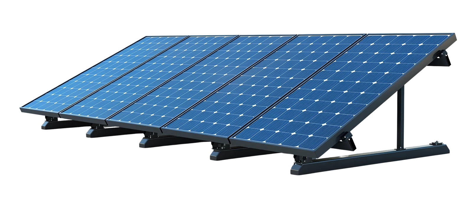 Conjunto de painéis fotovoltaicos sobre uma estrutura de suporte